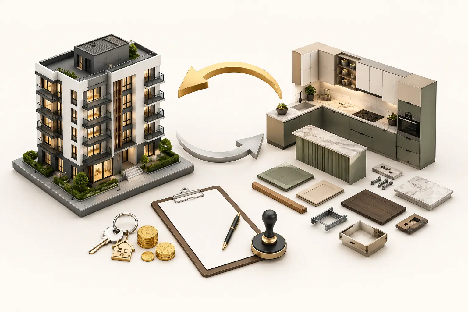 تهاتر کابینت با ملک یا واحد ساختمانی